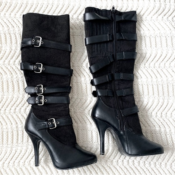 Funtasma Costume Boots Black Heels Buckle Straps - Picture 1 of 6